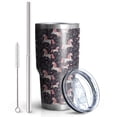 thumbnail image 2 of 30oz Dark Blue Cartoon Unicorn Leaf Flower Pattern Tumblers Stainless Steel Tumbler with Lid and Straw,Vacuum Insulated Double Wall Travel Tumbler Cups Mug with Cleaning Brush for Coffee,Tea, 2 of 7