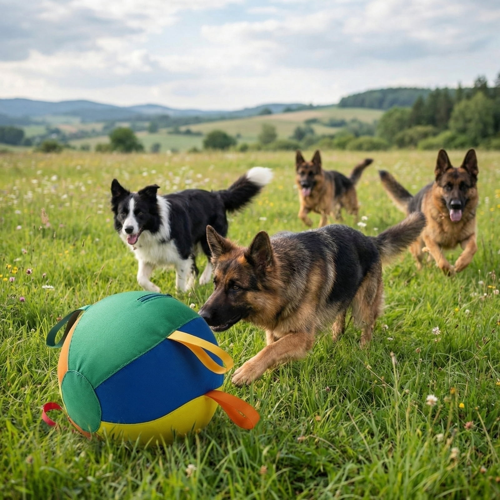 25cm Dog Herding Ball with Handles Visible Color Interactive Push Training Ball Toy Outdoor Exercise Enrichment Toy for High Energy Large Dogs