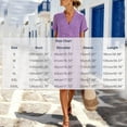 thumbnail image 4 of AKOEE Women's Summer Dress Cotton Linen Pleated V Neck Boho Beach Knee Length Short Dress with Pockets (2XL, Purple), 4 of 8
