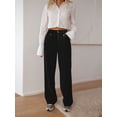 thumbnail image 5 of SCHUHLAND Women's High Waisted Dress Pants - Elegant Solid Ankle Trousers, Professional Straight Leg Business Casual Slacks with Button Detail, 5 of 8