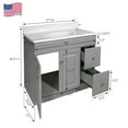 thumbnail image 3 of Wyndham 37" Solid Wood Vanity in Gray with Widespread White Top Fully Assembled, 3 of 7