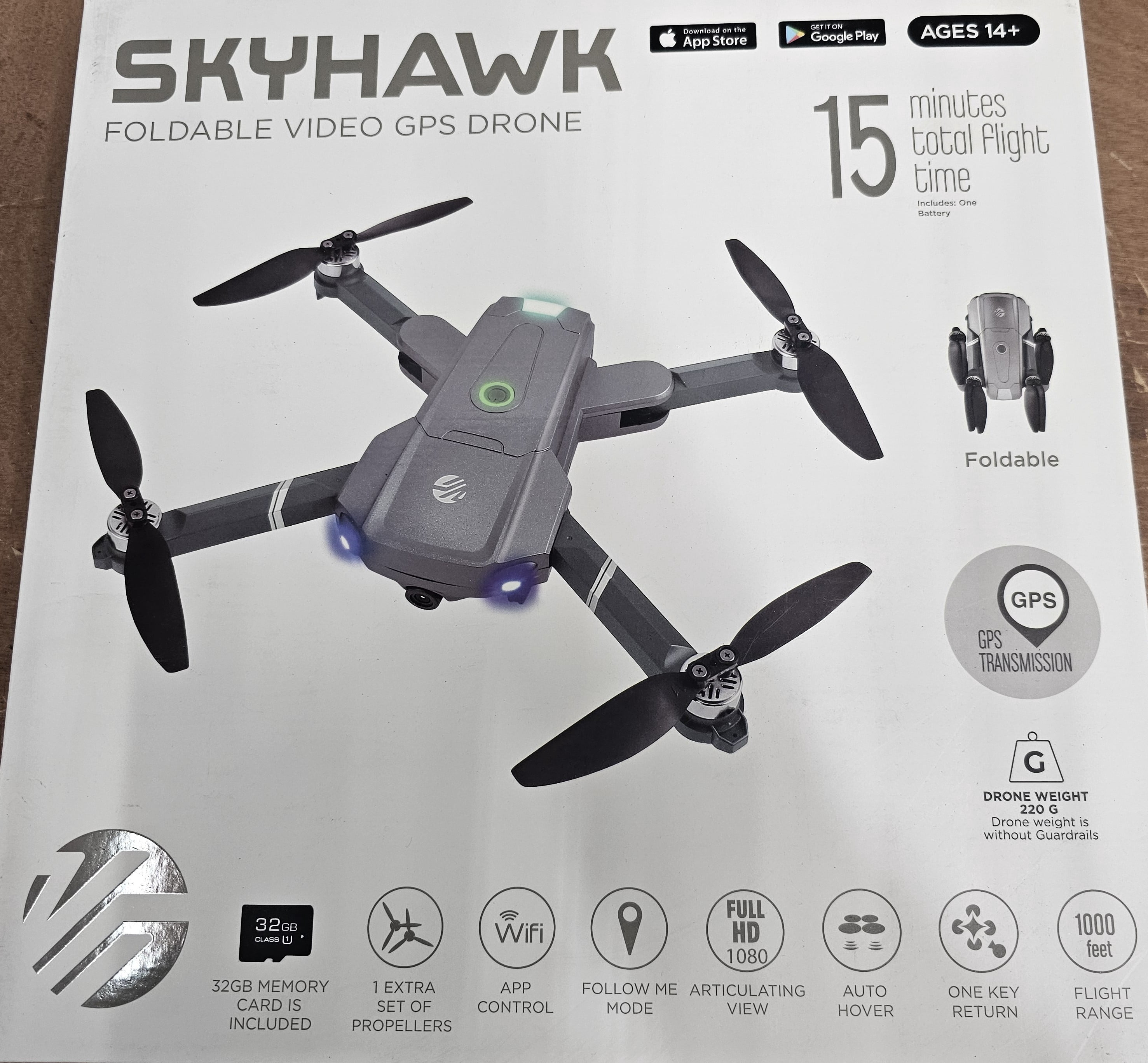 Vivitar DRC447 SkyHawk Foldable Video Drone 1080P HD Live Video Quadcopter