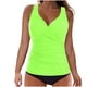 thumbnail image 2 of Traje de baño de bikini liso sin mangas para mujer, traje de baño push-up acolchado, conjuntos de blusa de traje de baño de poliéster para mujer, 2 of 5
