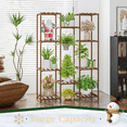 thumbnail image 5 of Bamworld Plant Stand Outdoor Indoor Hanging Plant Shelf Tall Large Plant Holder Wood for Living Room Plant Rack Indoor Multiple Plants Patio Balcony Garden, 5 of 7