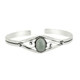 thumbnail image 3 of 925 Silver Plated Natural Aquamarine Cuff Bangle Bracelet for Women – Handmade Open Bangle – Green Gemstone March Birthstone Statement Jewelry – Gift for Her, 3 of 6