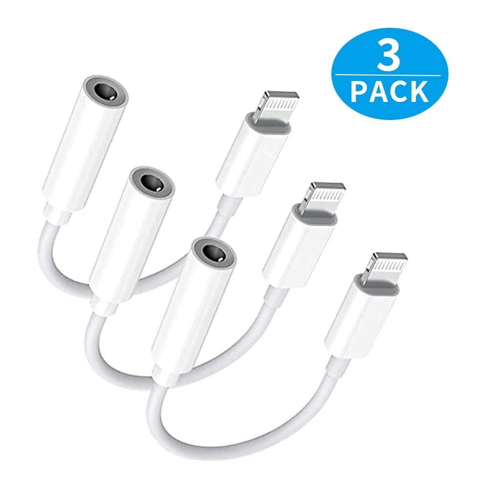 Lightning to 3.5 mm Headphone Jack Braided Durable Adapter Aux Audio Dongle Compatible with iPhone 13/12/11 Pro Max/X/8/7 Apple MFi Original Chip iPhone Headphone Adapter Plug and play Silver
