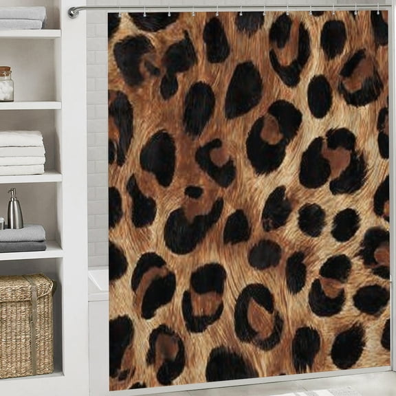 RKSupls Valentine's Day Shower Curtain, Leopard Print Waterproof Shower Curtain with Hooks for Home Bathtub Bathroom Decor Washable Curtains, 72x72 in