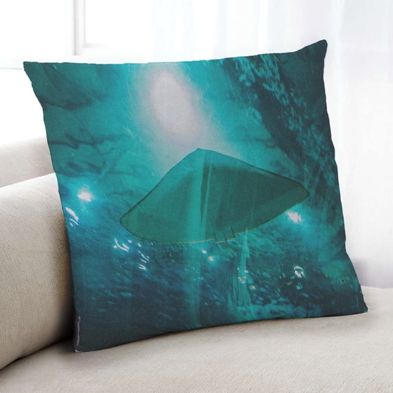 Ahgly Company Animals Manta Ray Indoor Throw Pillow, 18 inch by 18 inch