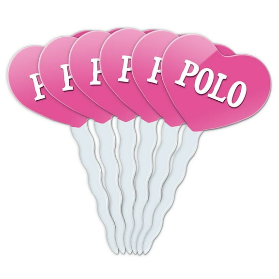 Polo Heart Love Cupcake Picks Toppers - Set of 6