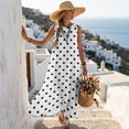 thumbnail image 5 of Jiueut Polka Dot Print Sleeveless Maxi Dress for Women, Women Summer Casual Beach Tank Dress with Pockets Long Dresses, Crewneck, Loose Fit Breathable, S, 5 of 7