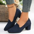 thumbnail image 2 of Xiaoxatg Women's Casual Shoes Ladies Suede Comfortable Breathable Thick Heeled Big Size Middle Heel Casual Footwear 8 Blue, 2 of 8