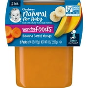 Gerber 2nd Foods Natural for Baby WonderFoods Baby Food, Banana Carrot Mango, 4 oz Tubs (2 Pack)