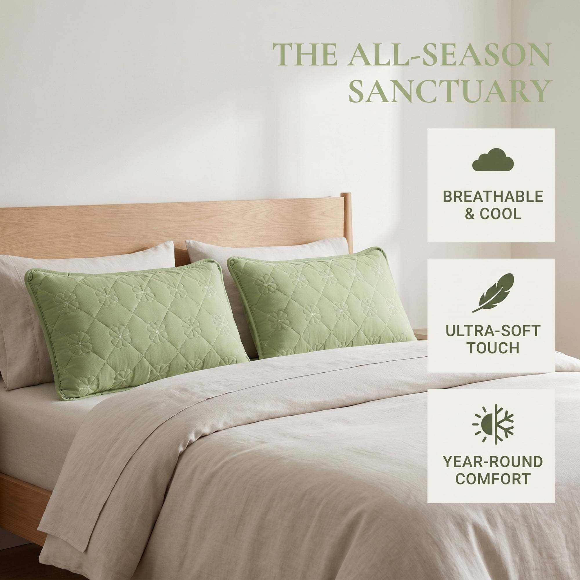 Unique Bargains 1 Pack Polyester Comfortable Quilted Pillow Protector for Home Green
