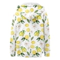 thumbnail image 6 of Bibifish Womens Lemon Floral Print Full Zip Hoodies Long Sleeve Hoodies Drawstring Hood Loose Fit Casual Picnics Bright Hooded Tops With Pockets, 6 of 6