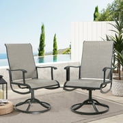 Ulax Furniture Patio Textilene Mesh Fabric Swivel Dinging Chairs Outdoor Gentle Rocker Chair Set of 2 with High Back and Armrest