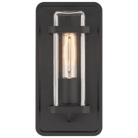 Designers Fountain Pearl Street 6 inch 1-Light Black Modern Outdoor Wall Lantern with Clear Glass Shade, D303M-6EW-BK