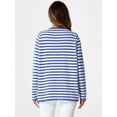 thumbnail image 4 of DARING DIVA Sweater Long Sleeve Striped Crewneck Pullover Tops M Blue, 4 of 6