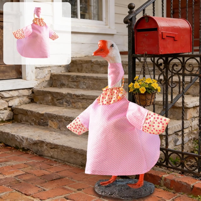 Conjunto de Disfraz de Ganso de Pascua para Estatuilla de Jardín de 23 Pulgadas – Vestido y Sombrero de Tela Duraderos, Rosa/Azul, Accesorio de Decoración para Patio y Jardín, Incluye Bufanda