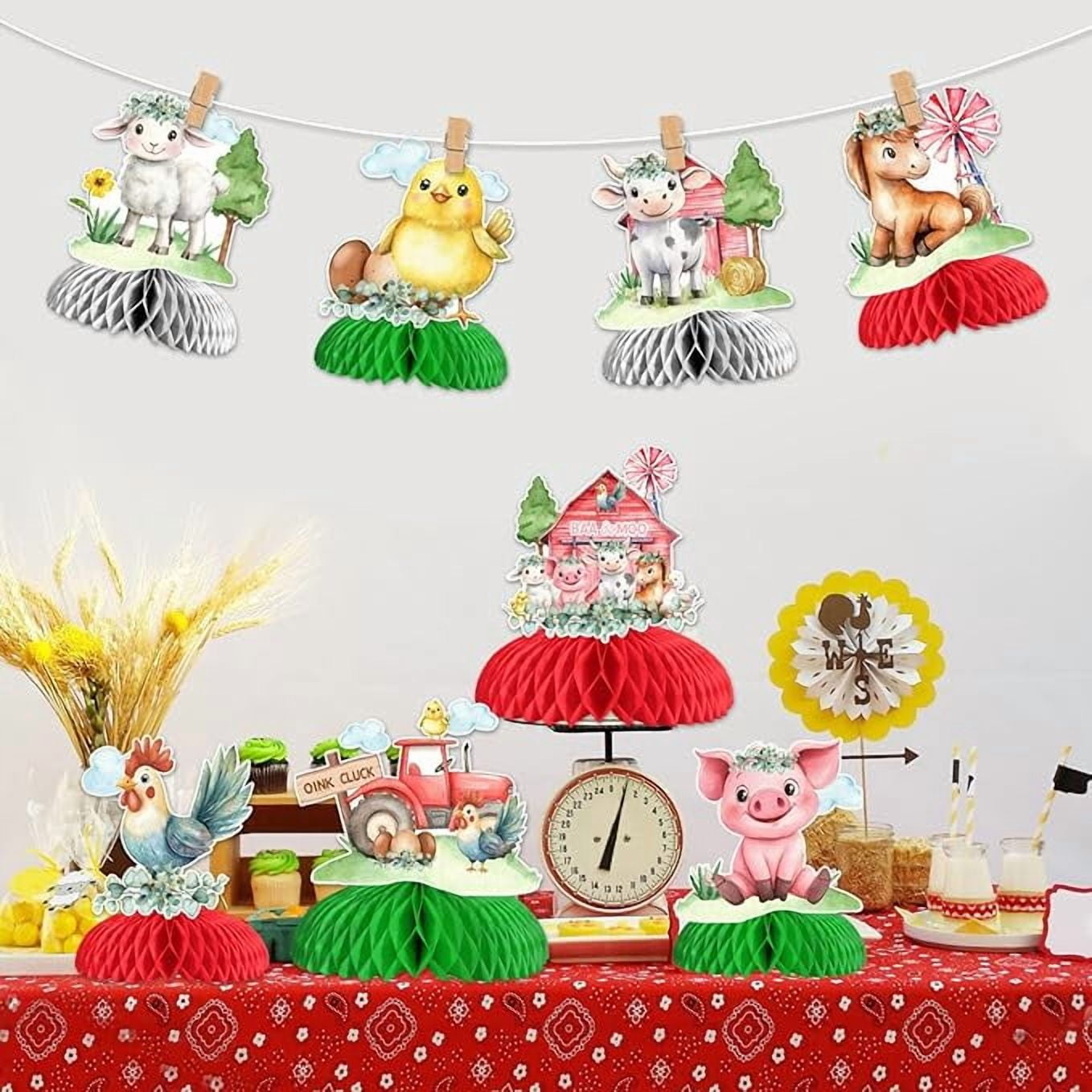 Farm Animal Party Decoration, 8pcs Farm Animal Honeycomb Centerpiece Chicken Cow Sheep Table Decoration Farm Theme Party Supplies for Farm Barn Animal Birthday Baby Shower Party Decoration