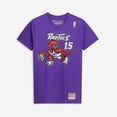 thumbnail image 2 of Men's Mitchell & Ness Vince Carter Purple Toronto Raptors Hardwood Classics Stitch Name & Number T-Shirt, 2 of 6
