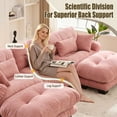 thumbnail image 5 of Timbernest 118" Oversized U Shaped Cloud Couch, Velvet Sectionals for Living Room, 3 Seater Comfy Sofa with 2 Ottomans and 5 Pillows, Pink, 5 of 7