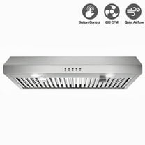SNDOAS 30inch Kitchen Under Cabinet Range Hood 3-Speed 600CFM Vent w/LEDs Sliver