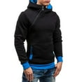 thumbnail image 4 of Chbgutlmr Hoodies for Men Slant Zipper Long Sleeve Slim Fitting Sweatshirt Color Block Casual Stylish Pullover with Pockets, 4 of 5
