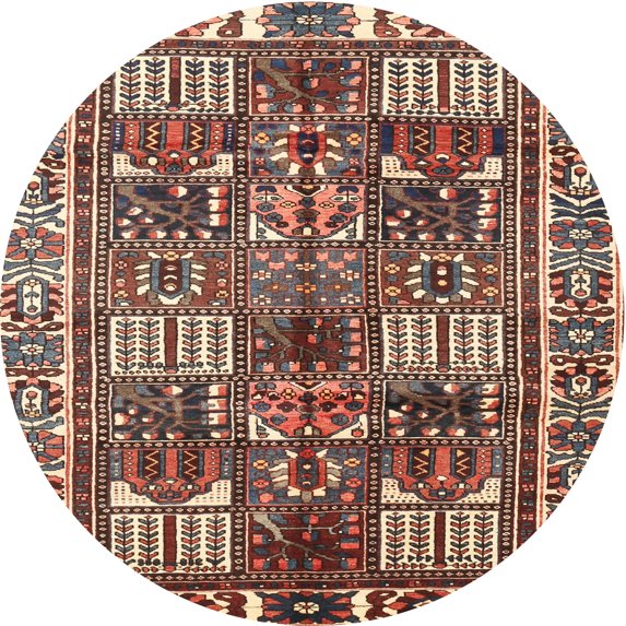 Ahgly Company Indoor Round Traditional Light French Beige Brown Persian Area Rugs, 4' Round