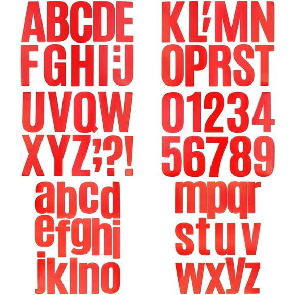 6 Sheets Red Self Adhesive Alphabet Number Stickers Kit, Capital Lowercase Letters Number Sticker for Mailbox Sign Kitchen Door Business Scrapbook Arts Crafts Decoration