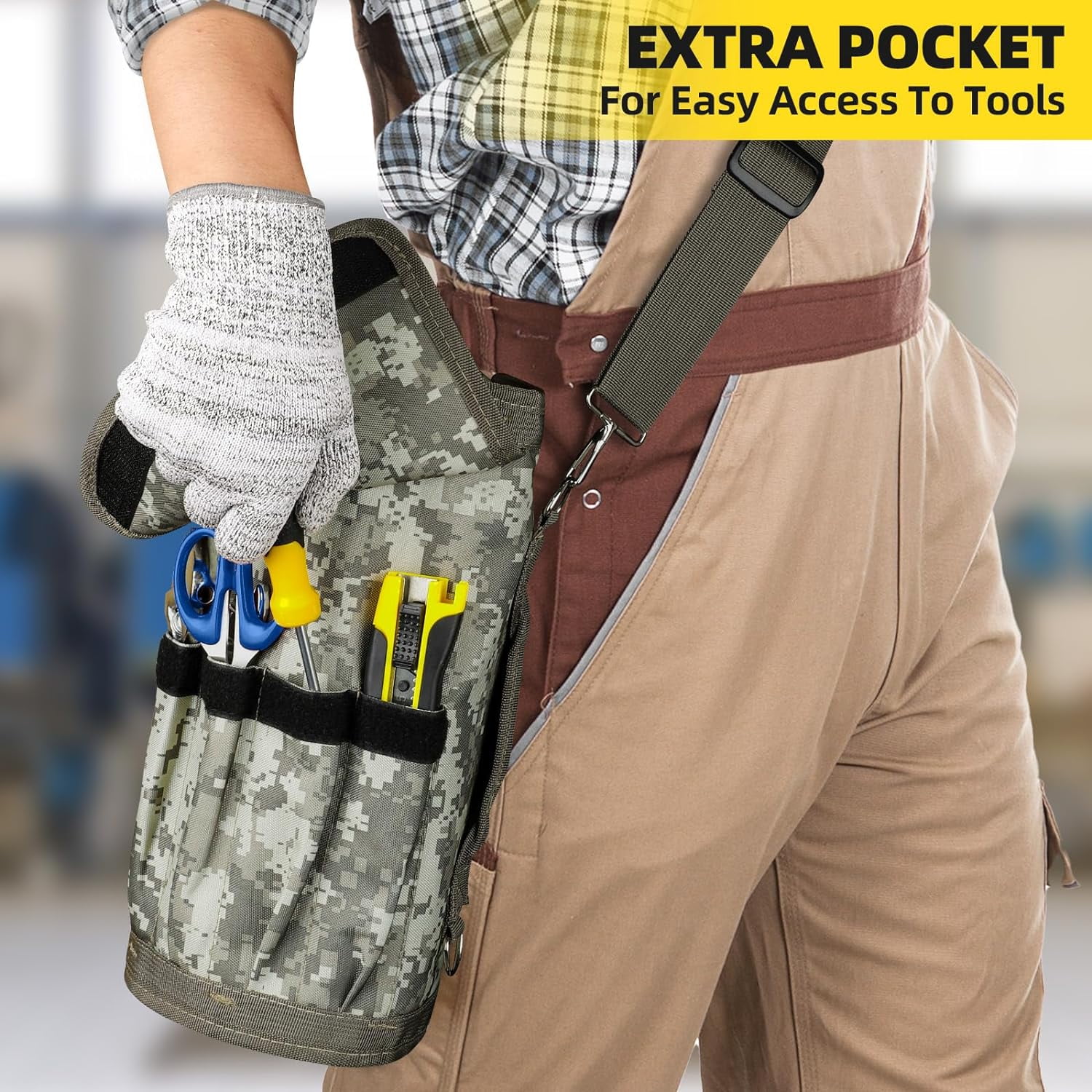 Tool Bag Roll Up, UUP Heavy Duty Tool Organizer for Men Women, Portable Tool Storage Box with 2 Detachable Zipper Pouch, Compact Small Carrier Bag for Electrician Mechanic, Father Day Dad Gifts, Green