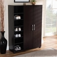 thumbnail image 3 of Baxton Studio Armoire à Chaussures en Bois à 2 Portes, Fini Brun Wengé Marine, 3 of 10