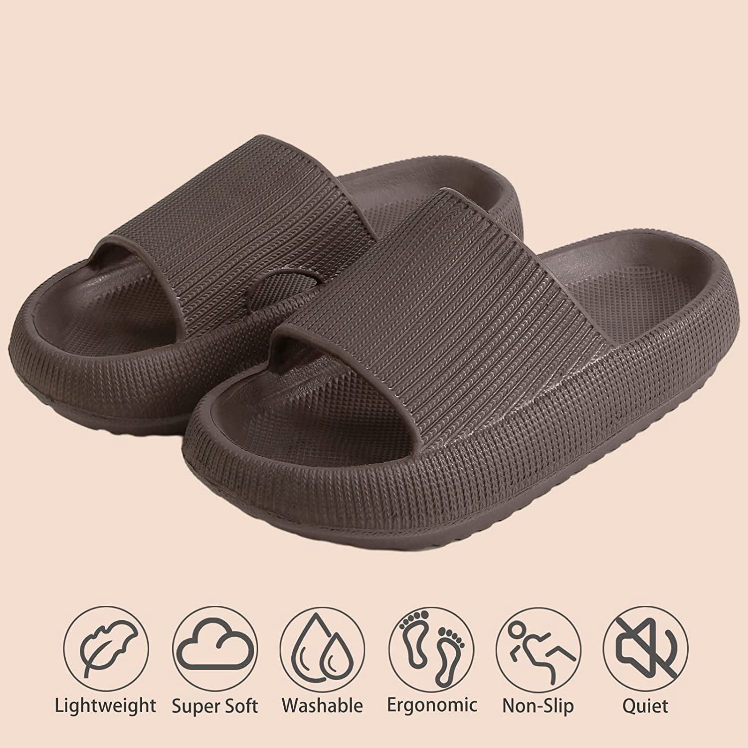 Cloud Slippers for Women and Men Rosyclo Massage Shower Bathroom Non-Slip  Quick Drying Open Toe Super Soft Comfy Thick Sole Home House Cloud Cushion  Slide Sandals for Indoor u0026amp; Outdoo - Walmart.com