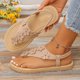 thumbnail image 5 of Sandalias Planas con Correas de Tobillo Floral Toe Post Espadrilles, Sandalias Planas de Mujer Toe Redondo Verano, 5 of 9