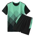 thumbnail image 3 of HVOBTTY Mens Casual Pajama Set, Summer Pajama Set for Men, Men's Soft Fashion Print Crew Neck Short Sleeve T shirt and Shorts Stretchy Comfy Training Sport 2 Piece Pajamas Set Green, XL, 3 of 4
