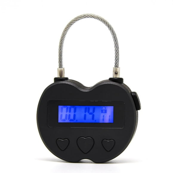 Smart Time Lock Lcd Display Time Lock Multifunction Travel Electronic Timer,usb Rechargeable Temporary Timer Padlock1pcs-black