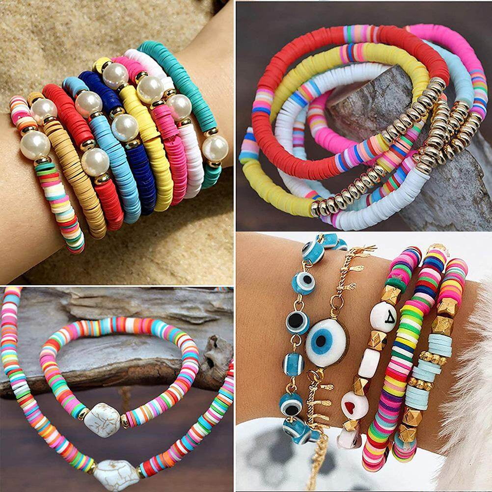 Apuakthei 4000 Pcs Clay Beads 20 Colors Flat Round Clay Beads with Pendant  Kit 3 Roll Elastic Strings for DIY Jewelry Making Bracelets Necklace