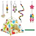 thumbnail image 3 of Parakeet Toys Set, Colorful Bird Toys for Parakeets, Pet Bird Cage Hammock Swing Climbing Ladders Chewing Toy Mirror Hanging Bell Wooden Perch for Budgerigar, Conures, Love Birds (B), 3 of 8