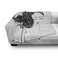 thumbnail image 3 of Hair Salon Soft Flannel Fleece Throw Blanket, Minimalist Hand-drawn Lady with Curly Hair and Long Eyelashes, Cozy Plush for Indoor and Outdoor Use, 50" x 70", Dark Coral Black, by Ambesonne, 3 of 6