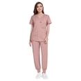 thumbnail image 4 of Resivox Scrubs for Women Plus Size Medical Scrubs Stretchy V-Neck Scrub Tops and Pants Nursing Scrubs Scrub Joggers Scrubs for Tall Women Pink XL, 4 of 6
