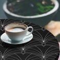 thumbnail image 3 of Ambesonne Neutral Fitted Round Tablecloth, Abstract Floral Geometric, 40"- 44" Diameter, Charcoal Grey White, 3 of 5