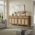 thumbnail image 4 of SICOTAS 43.5"W Boho Sideboard Buffet  Set of 2 with 3 Rattan Doors & 2 Large Drawers –Farmhouse Buffet Cabinet with Adjustable Shelves & Sotrage for Living Room, Entryway, Kitchen,Natural Oak, 4 of 11