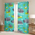 thumbnail image 2 of Feelyou Cartoon Hippo Child Curtains Pack of 2 (42x84 Each), Kawaii Duck Animal Curtains Blackout, Lake Plant Botanical Bedroom Curtains, Blackout Curtains Room Decor, 2 of 6