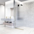 thumbnail image 6 of VIGO Zenith 34 in. W x 74 in. H Frameless Fixed Shower Screen Door in Matte Brushed Gold with 3/8 in. (10mm) Fluted Glass, 6 of 10