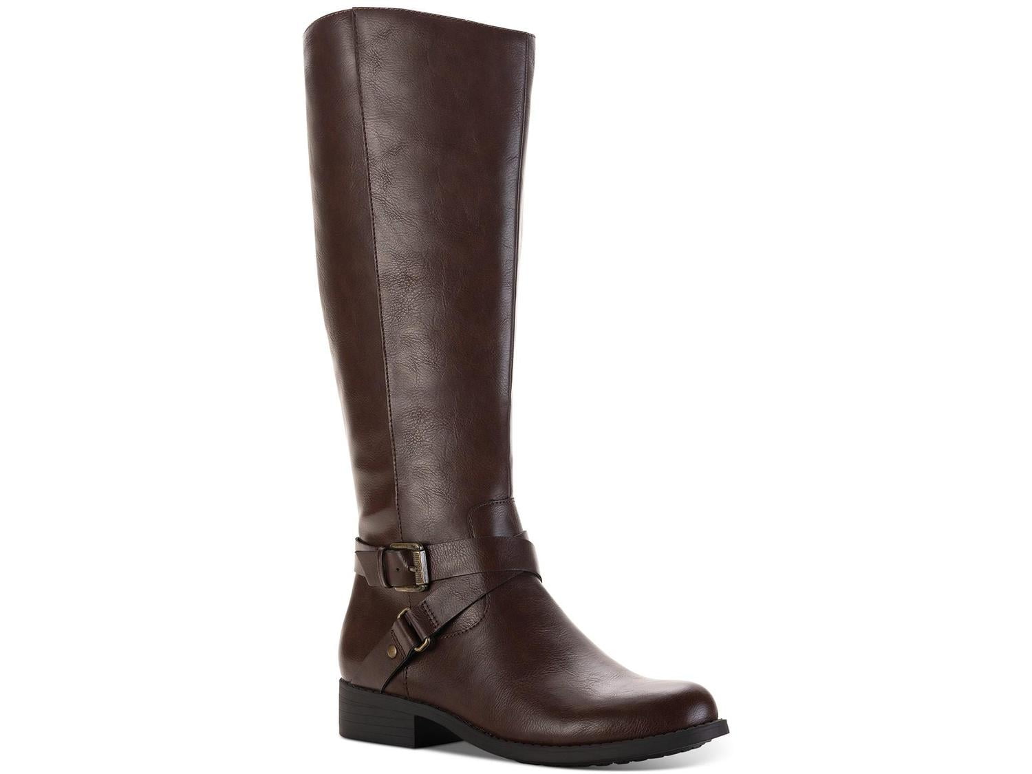 Style & Co. Womens Marliee Wide Calf Faux Leather Motorcycle Boots