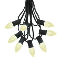 Novelty Lights 25 Foot C7 LED Outdoor Lighting Patio Christmas String Lights, Warm White, Black Wire, 25 Bulbs