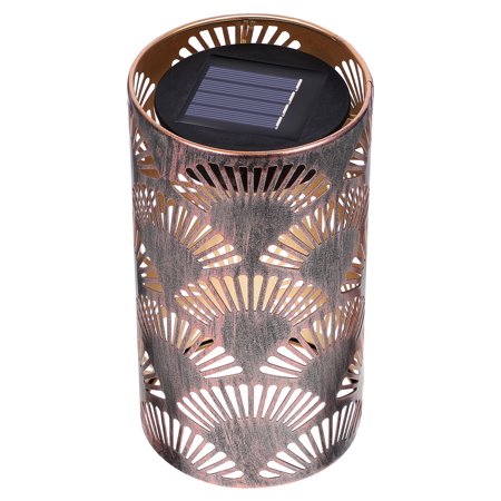 

Light Lantern Lanterns Solar Outdoor Garden Decorative Yard Retro Hollow Table Iron Pendant Desktop Out Cylindrical Led
