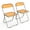 Orange, variant on Acrylic Folding Chairs 2 Pack, Clear Chair Foldable and Stackable, Plastic Panel & Metal Chrome Frame, Weight Capacity 350 lbs