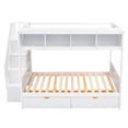thumbnail image 4 of Bellemave Twin Over Full Bunk Bed with Stairs, Solid Wood Bunk Bed with 2 Drawers and 6 Storage Shelves, Stairway Bunk Beds for Teens Adults (White), 4 of 8