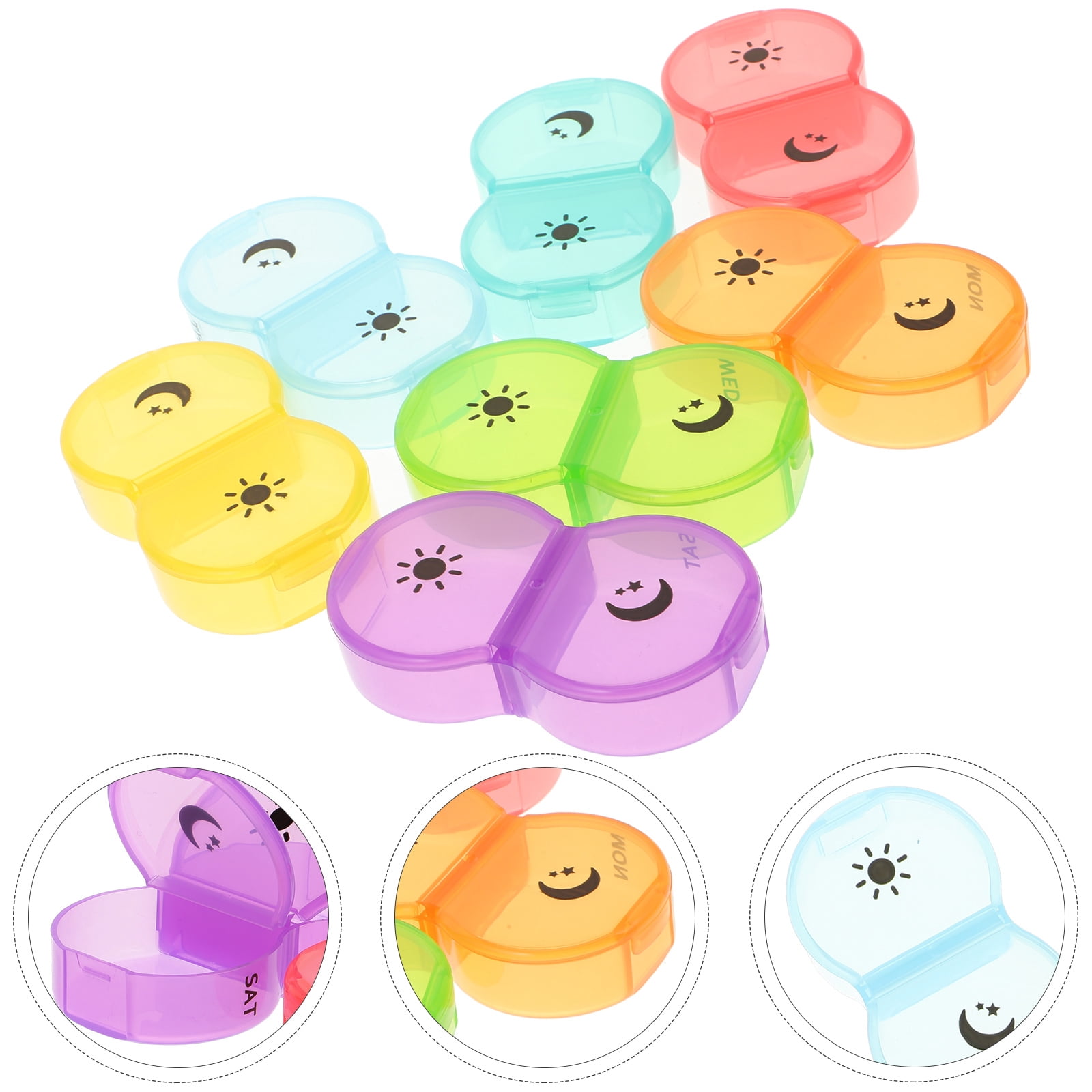 FESTFENDS Travel Daily Pill Organizer Plastic Black Shell Wear Resistant 1 Set