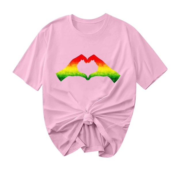 Camiseta de Cuello Redondo Impresa Nueva Moda Casual de Manga Corta de las Mujeres, Mezcla Ligera de Poliéster para la Primavera